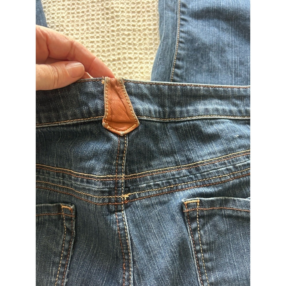 Cache Women's‎ Vintage 90s Jeans Size 12 Blue Denim Brown Leather Belt Loops - Picture 7 of 8
